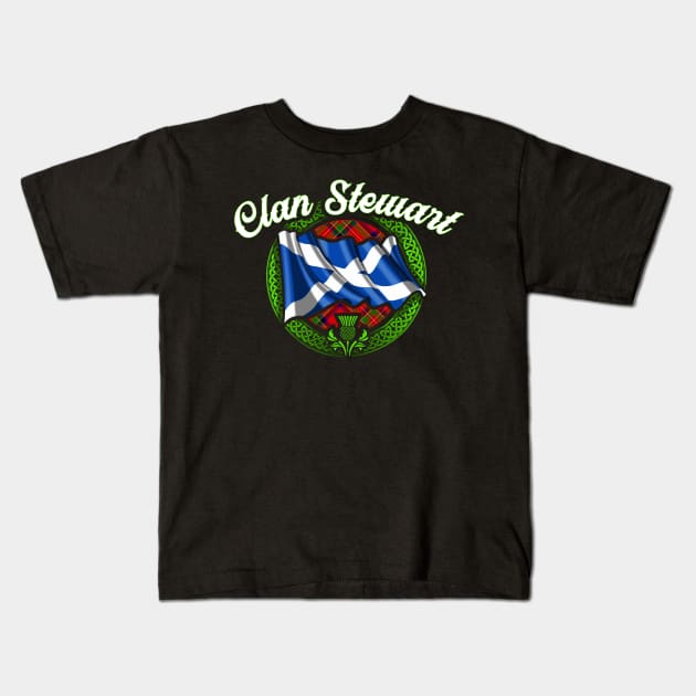 Scottish Flag Clan Stewart Kids T-Shirt by Celtic Folk